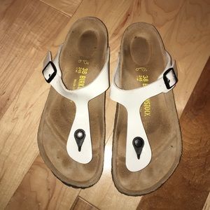 White Birkenstocks, Size 38, worn twice.