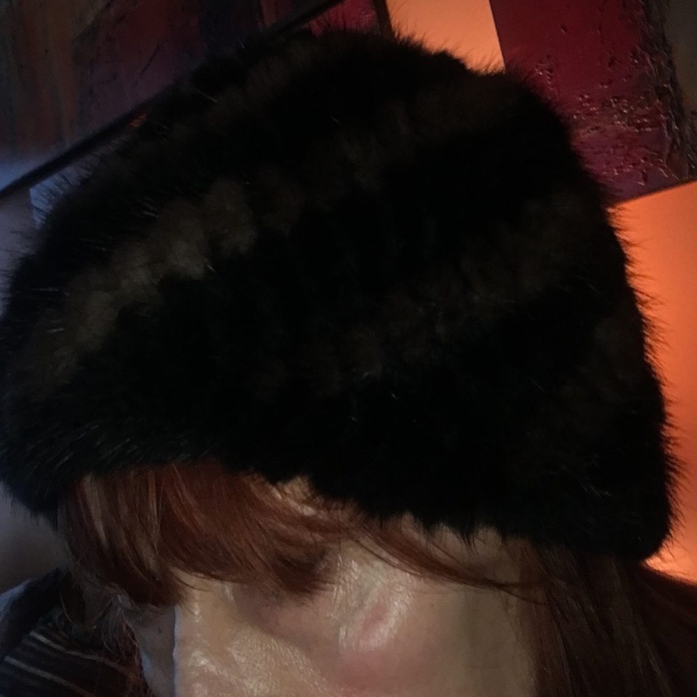 AUTH MINK KNITTED 2 Tone Brown BEANNIE