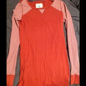 Free People Brick Red Long Sleeve Tee, size Medium