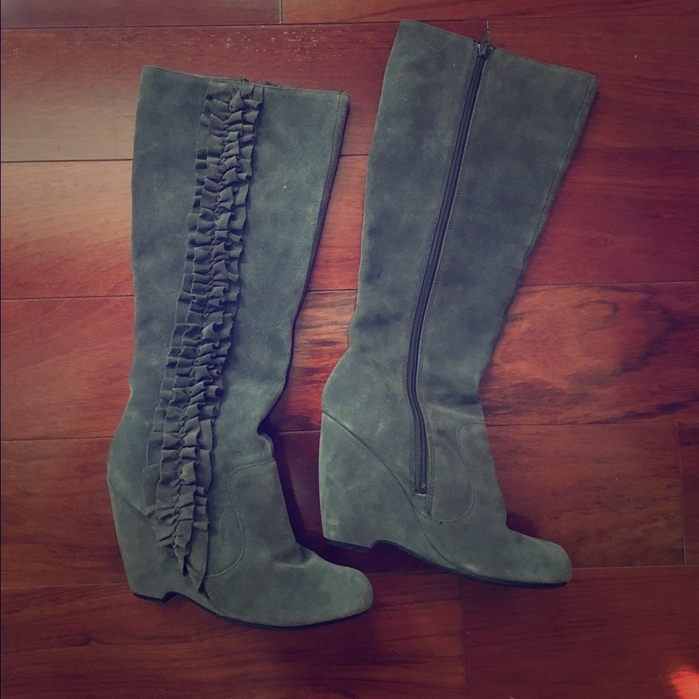 Dark Grey wedge boots