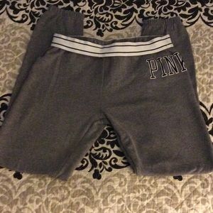 Pink slim gray sweatpants
