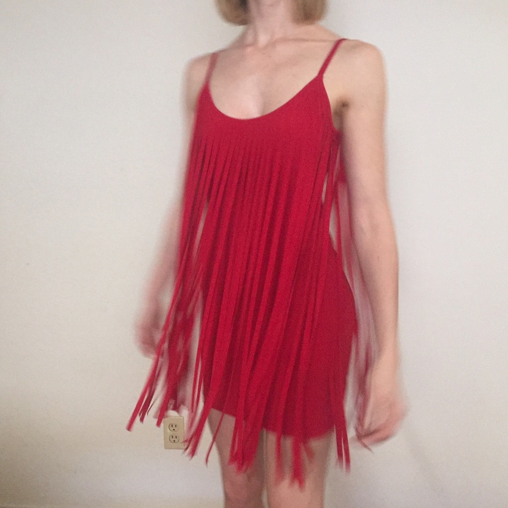 Red Fringe Mini Dress