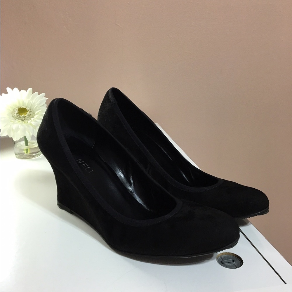 VANELI Black suede wedge shoes