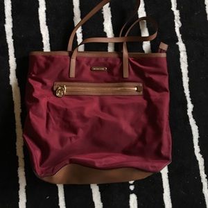 Michael kors burgundy nylon tote