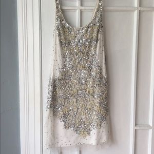 Adrianna Papell White and Gold Tank Dress sz 4