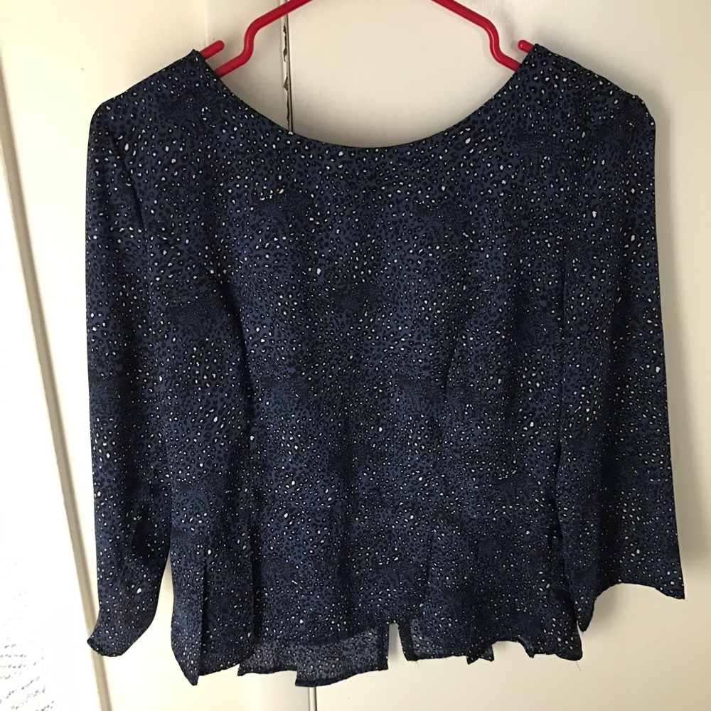 Navy Peplum Top