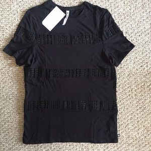 Fabletics Zarina Tee with Striped Lace Inserts NWT