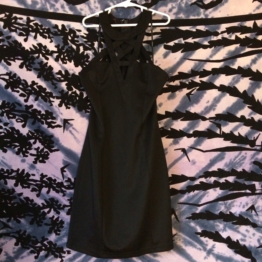 Black Caged Mini Dress - Picture 3 of 4