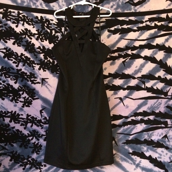 Black Caged Mini Dress - Picture 3 of 4