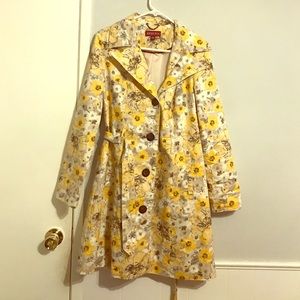 Merona Medium Yellow and Grey Rain Coat Floral