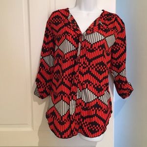 Red black and gray shift top