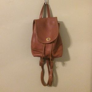 Vintage Brown Leather Coach Backpack
