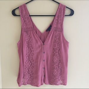 AE Lace Button V Top