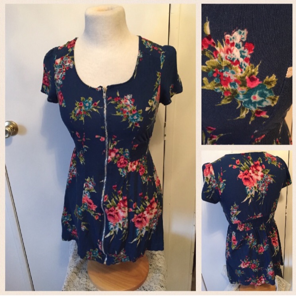 Zip-front floral dress