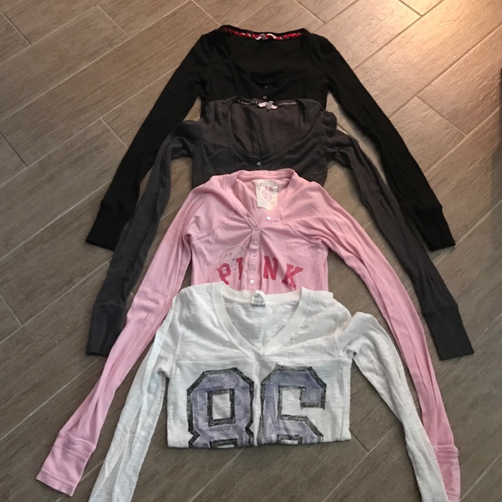 2 PINK & 2 Long VS long sleeve shirts. Price FIRM