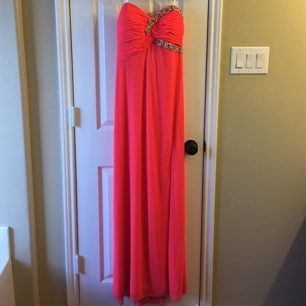 Formal Coral Strapless Dress