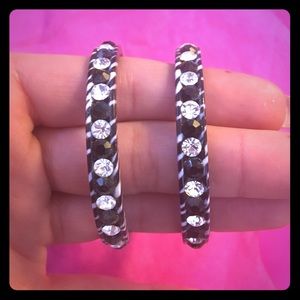 Zebra Rhinestone hoop earings!
