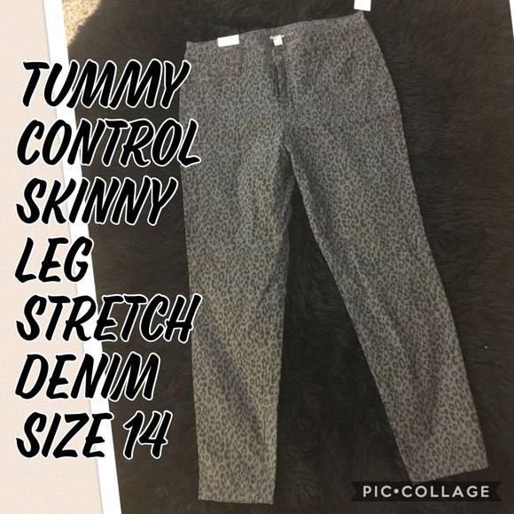 Gray leopard stretch denim tummy control - Picture 1 of 2