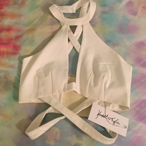 Kendal and kylie white knit halter