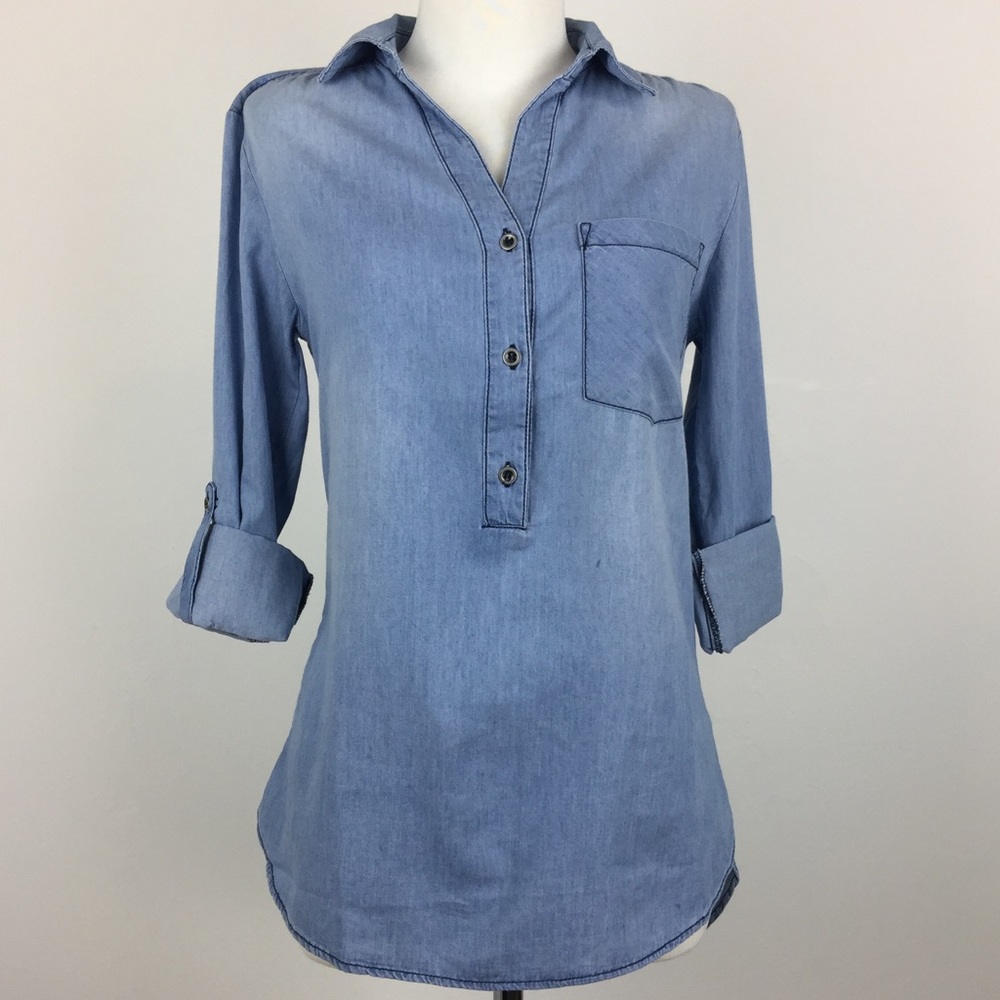 Chambray Tunic Collared Shirt - Picture 4 of 4