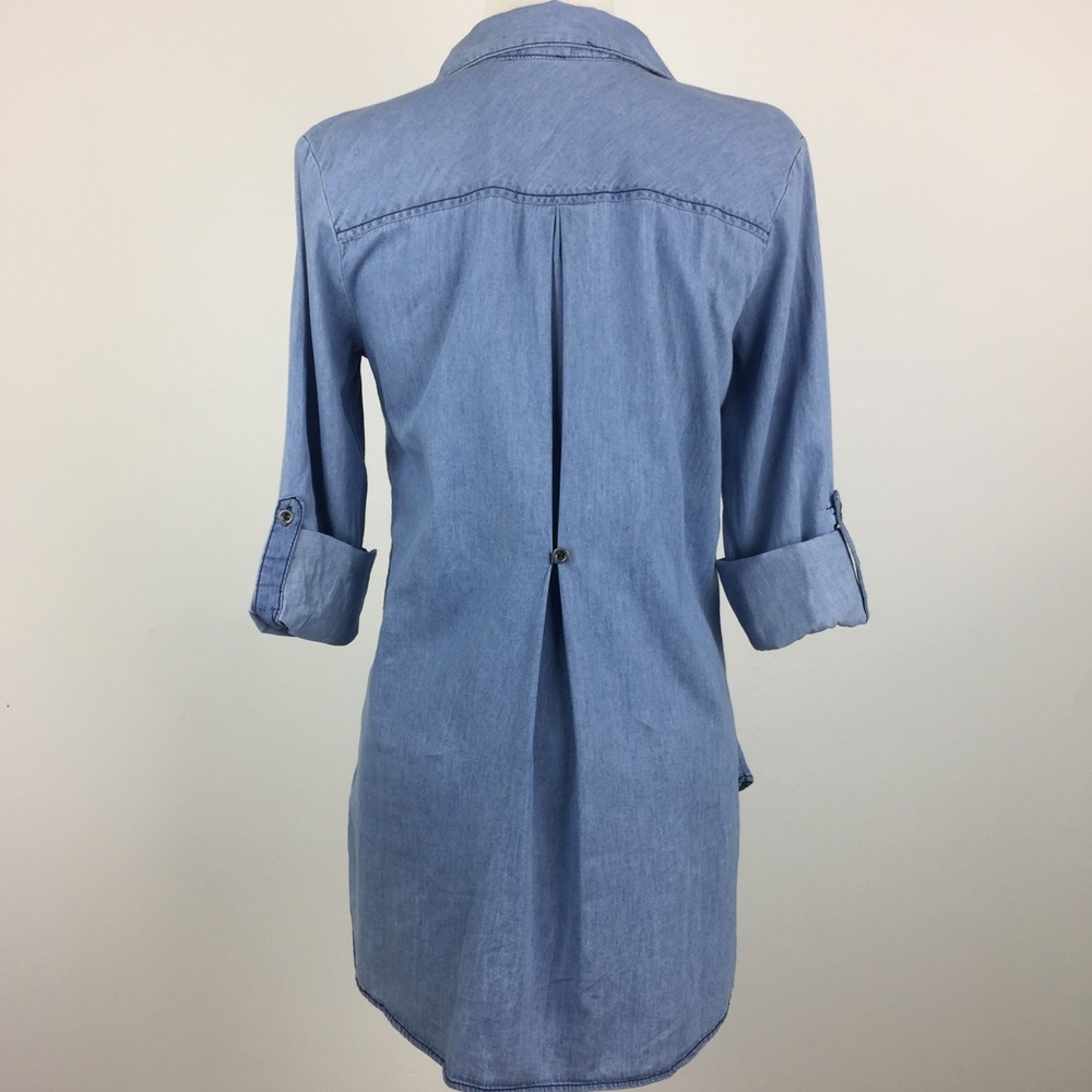 Chambray Tunic Collared Shirt - Picture 3 of 4