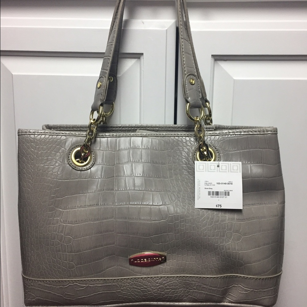 Liz Claiborne w/croc, grey, gold accents. NWT