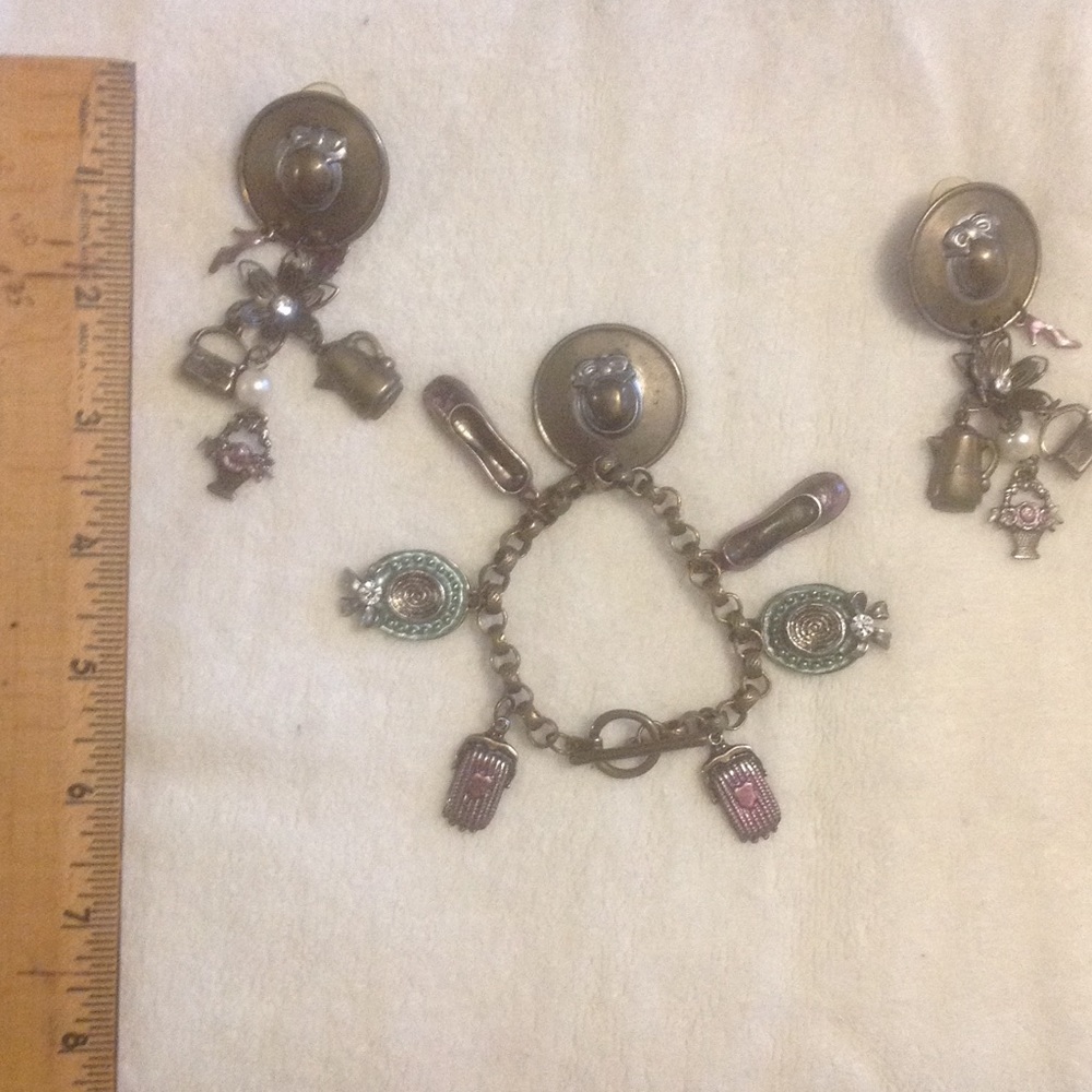 Adorable "Tea" Set Bracelet and Earrings