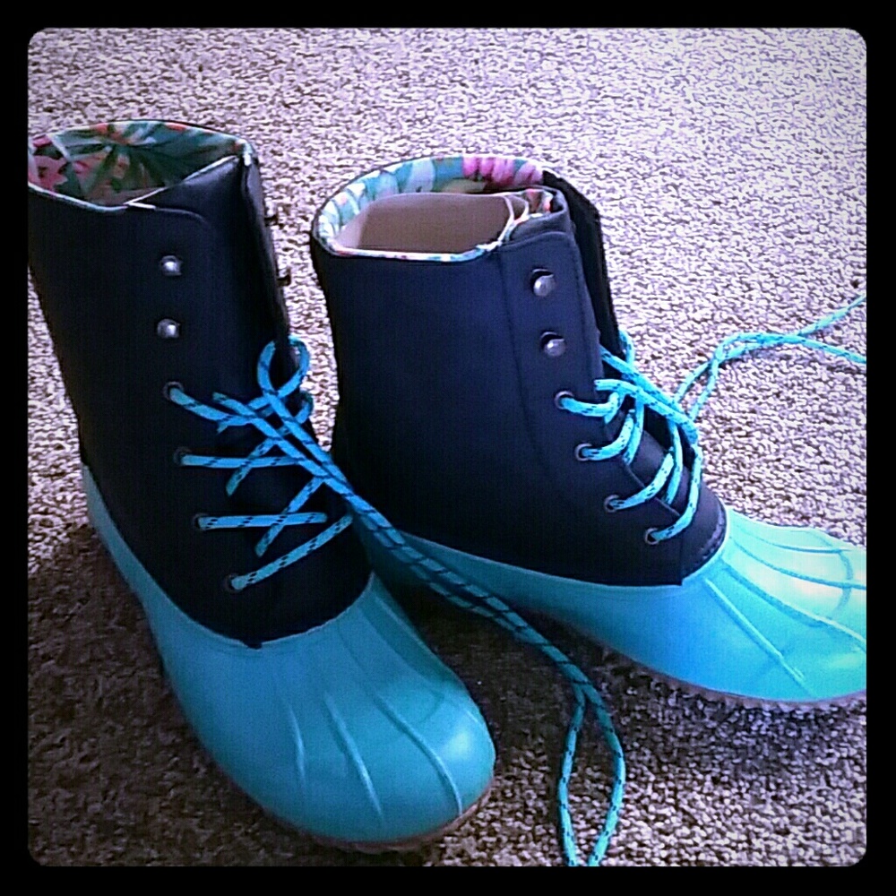 Teal Duck boots