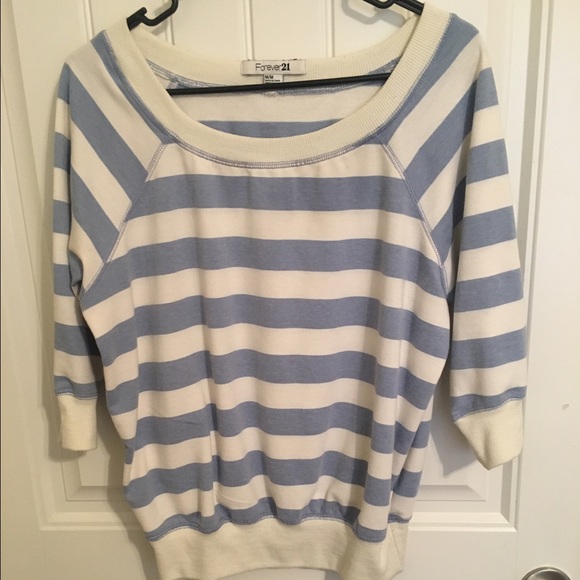 Blue Striped 3/4 sleeve sweatshirt - Picture 1 of 3