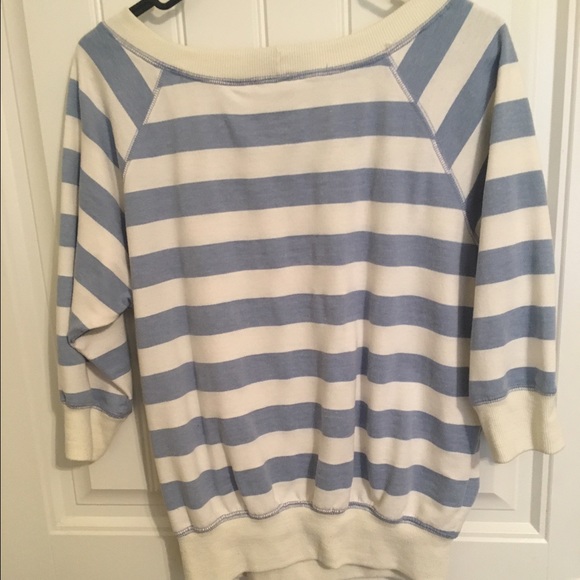 Blue Striped 3/4 sleeve sweatshirt - Picture 2 of 3