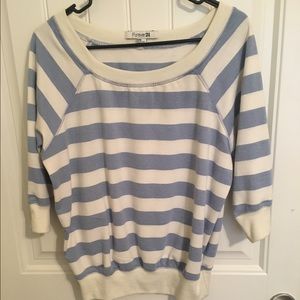 Blue Striped 3/4 sleeve sweatshirt