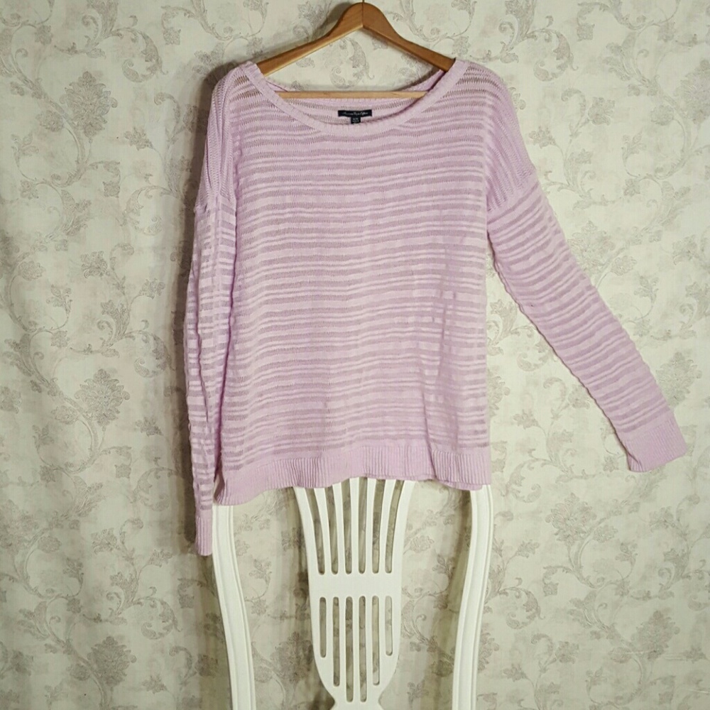 Lilac loose knit see through sweater
