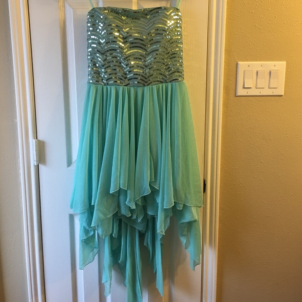 Formal Teal Strapless Dress