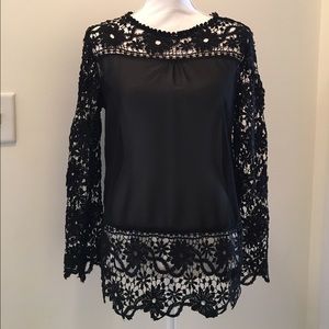 Black Sheer Top with Lace