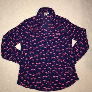 Express Flamingo Button Down Blouse
