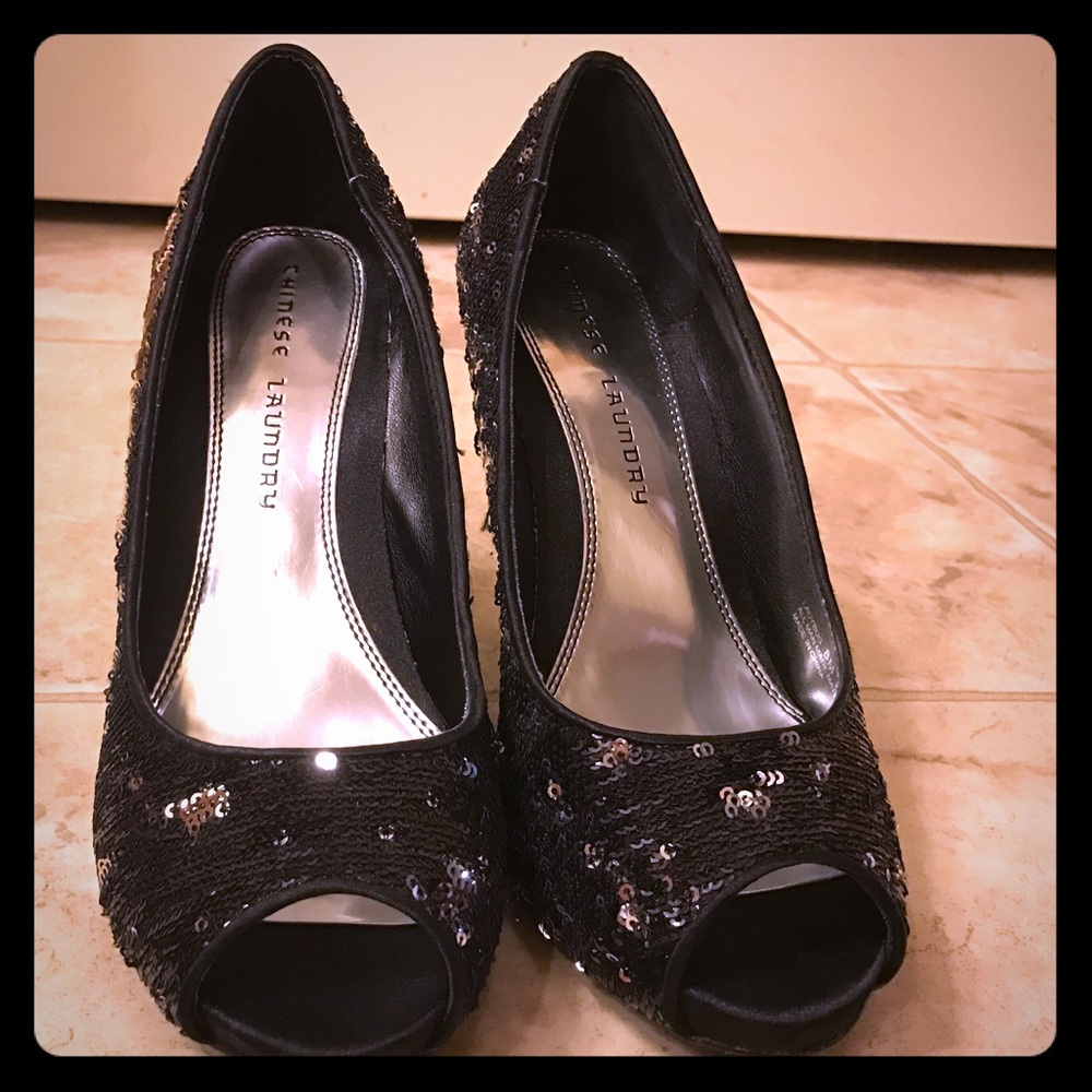 Sexy Sequin Chinese Laundry Peeptoe Heels