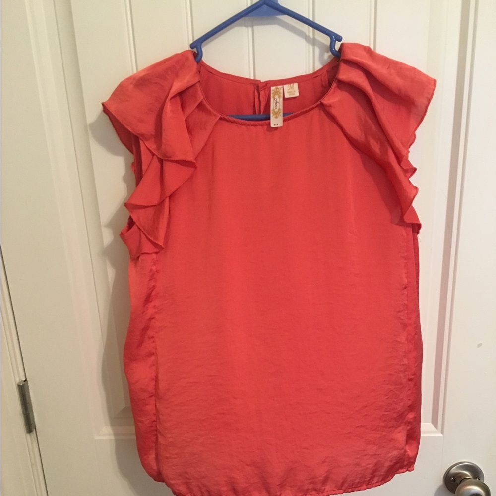 Ruffled sleeve silk top