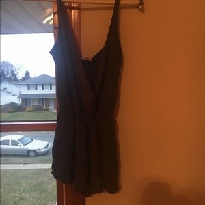 Gab & Kate Dark Gray V Neck-Plunge Romper