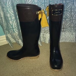 Joules Evedon black/brown rain boots!