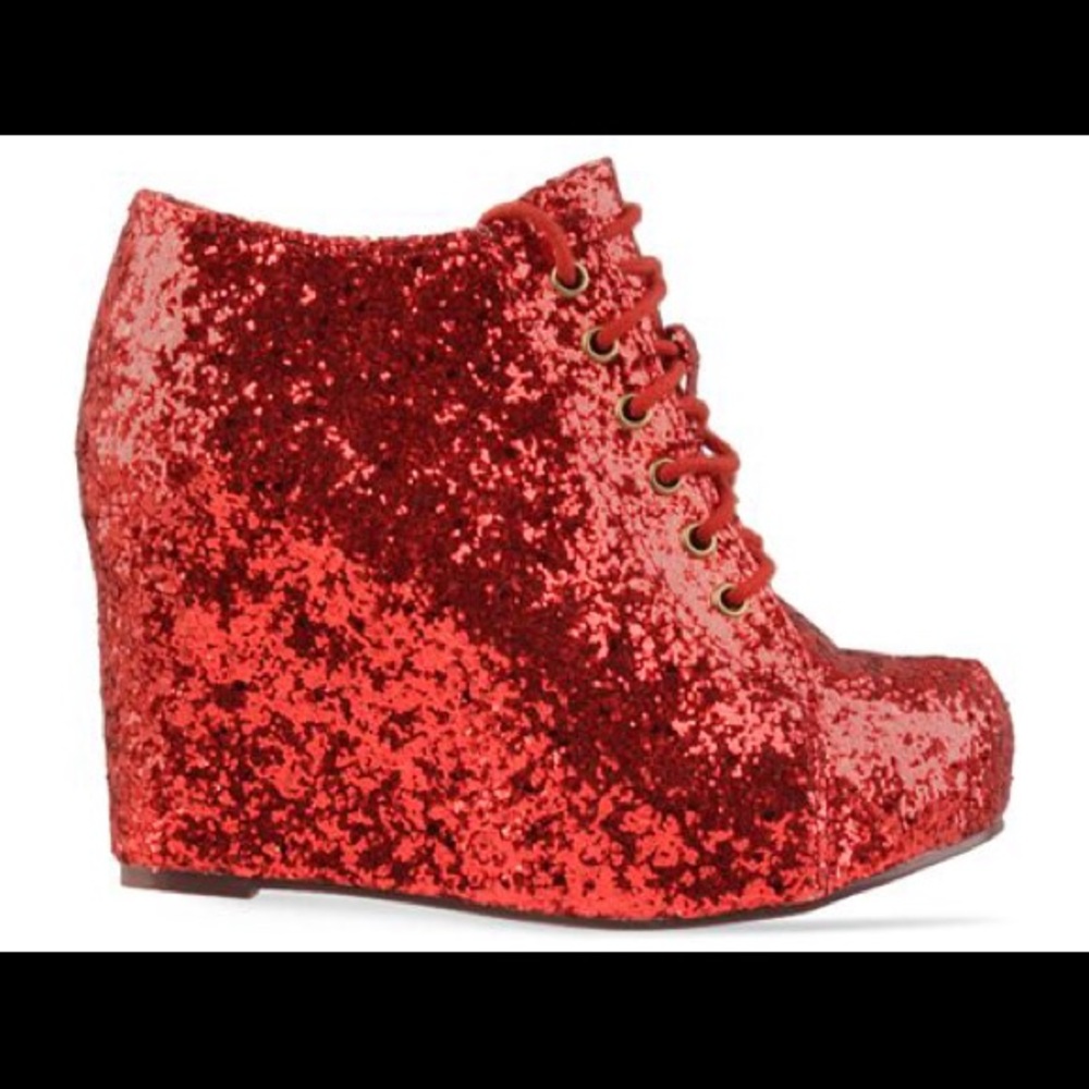 Jeffrey Campbell Red Glitter 99-Tie Booties