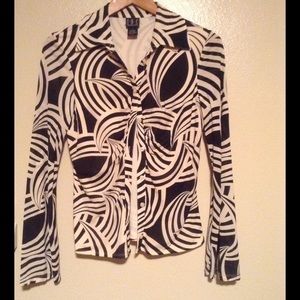 INC black & cream blouse