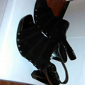 Studded open toed black sandals