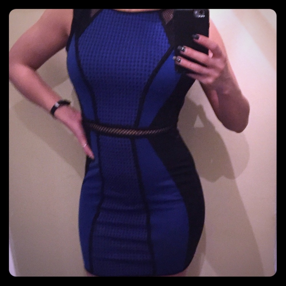 Blue & black checker small Akira night out dress