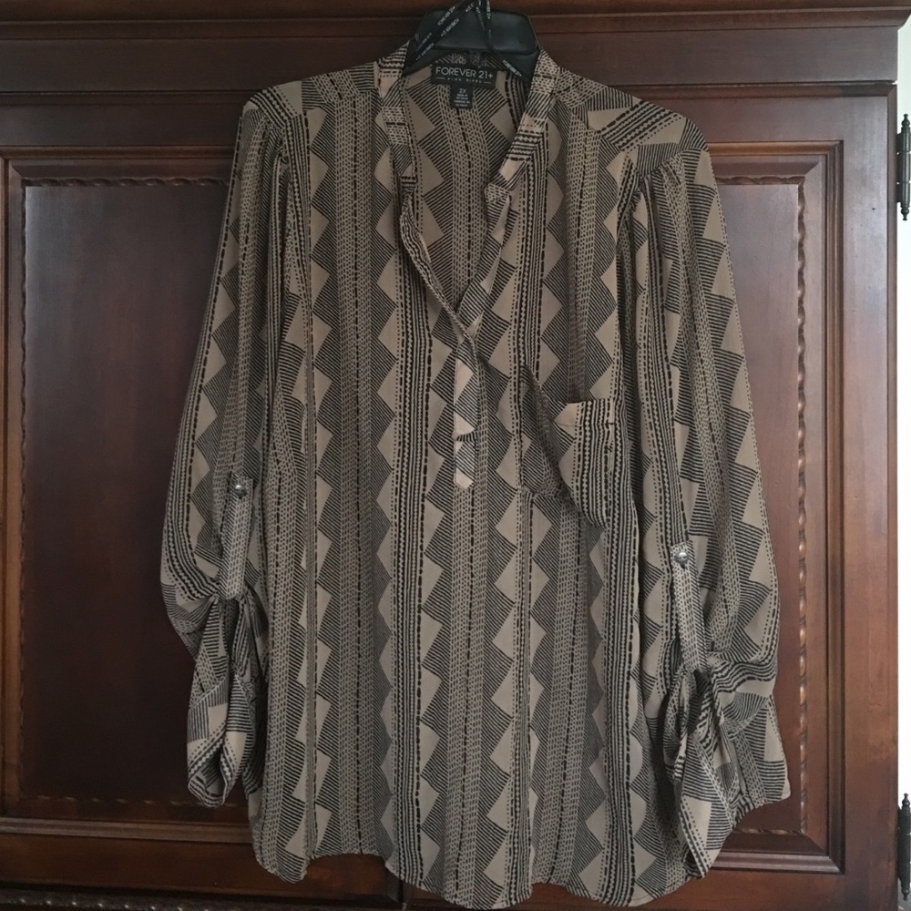 Black & Tan Sheer Blouse