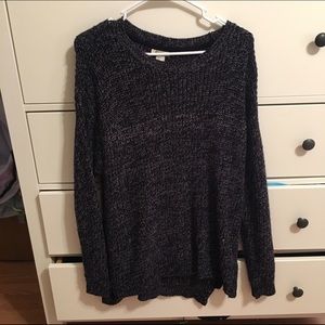 Zipper side navy sweater