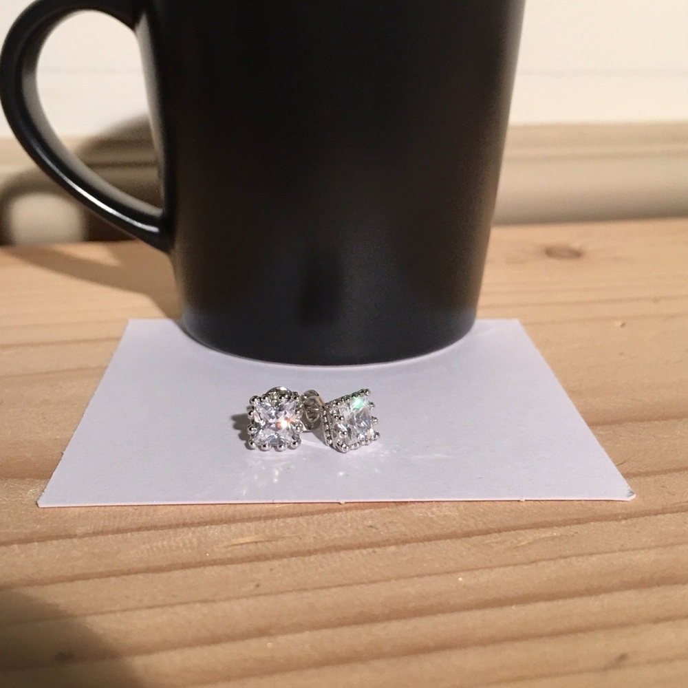 Square Cut Cubic Zircon Earrings