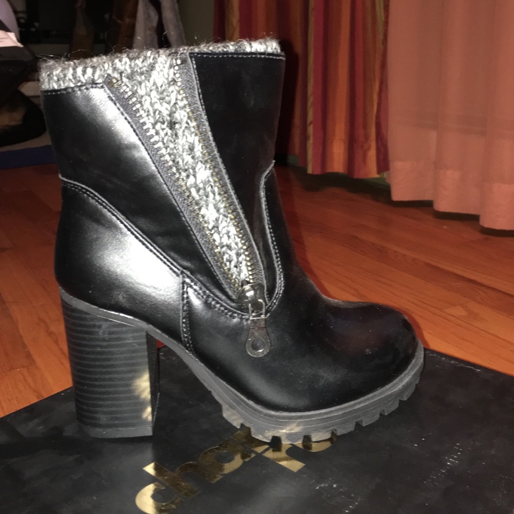 Black Winter Heel Boots