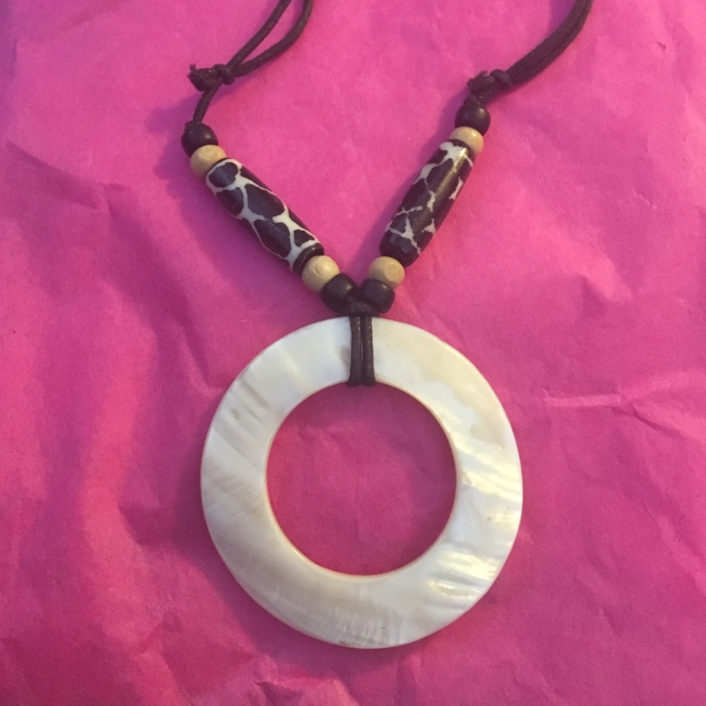 Handmade adjustable, marble, tribal necklace