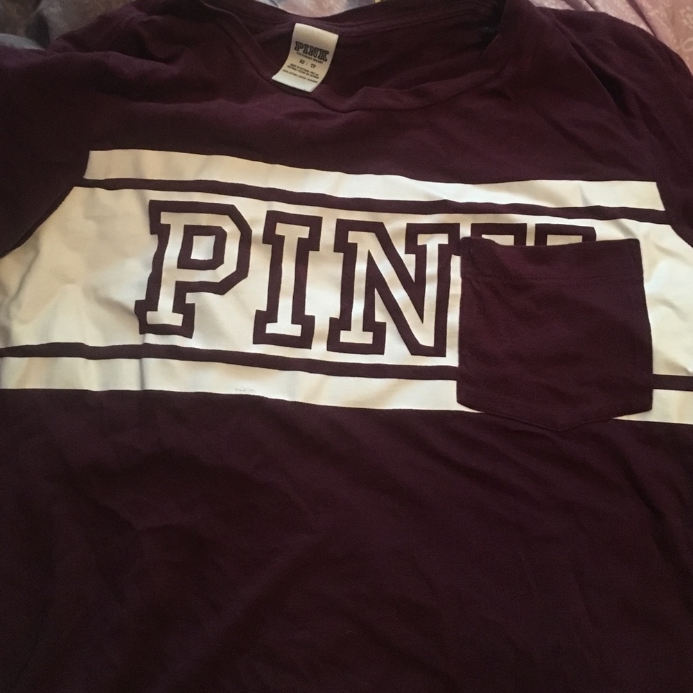 VS short sleeve Maroon shirt.