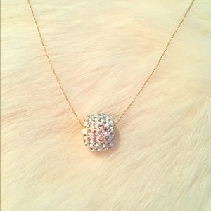 14K gold crystal ball necklace